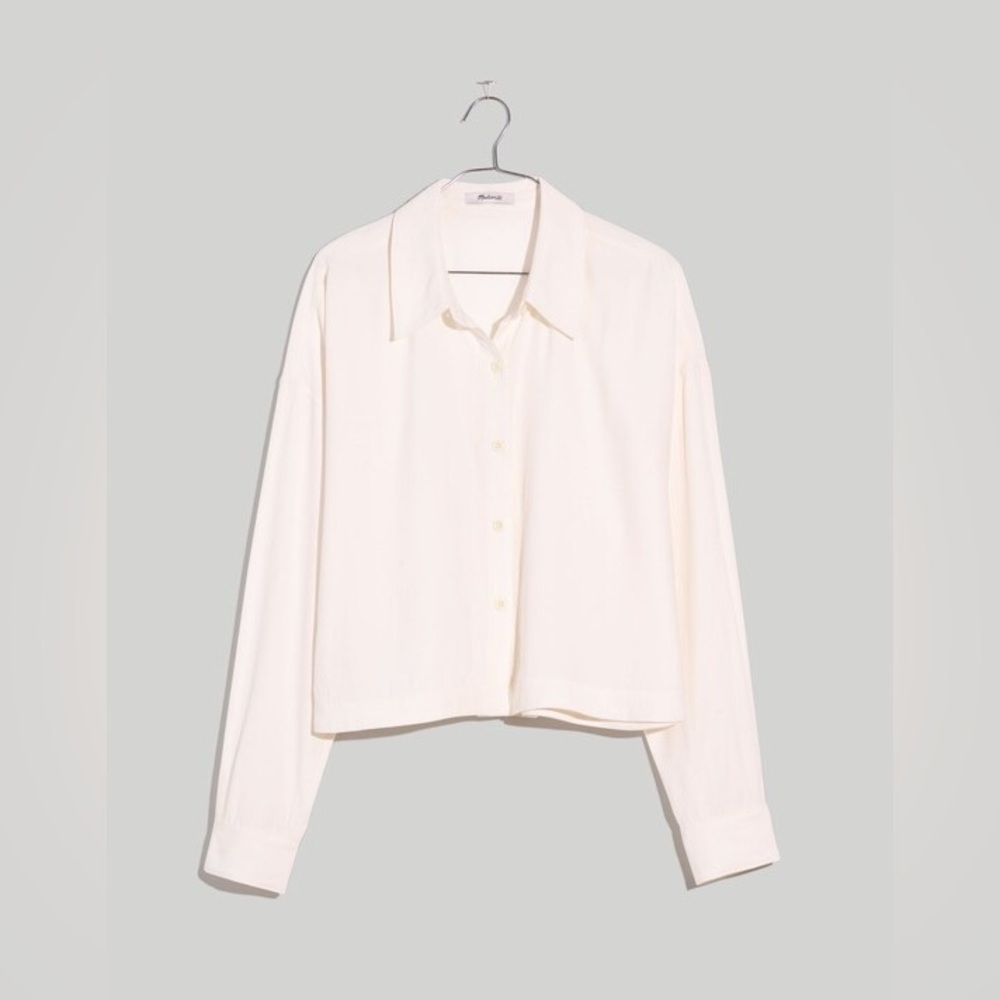 Madewell Plus Lusterweave Hartfield Crop Shirt Lighthouse White Button Front